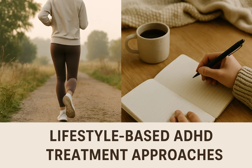 Person jogging and another person journaling as part of ADHD treatment